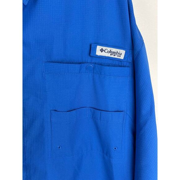 Columbia PFG Button Front Shirt Size XXL Blue Omni-Shad Outdoor Hiking Fishing - Picture 6 of 8